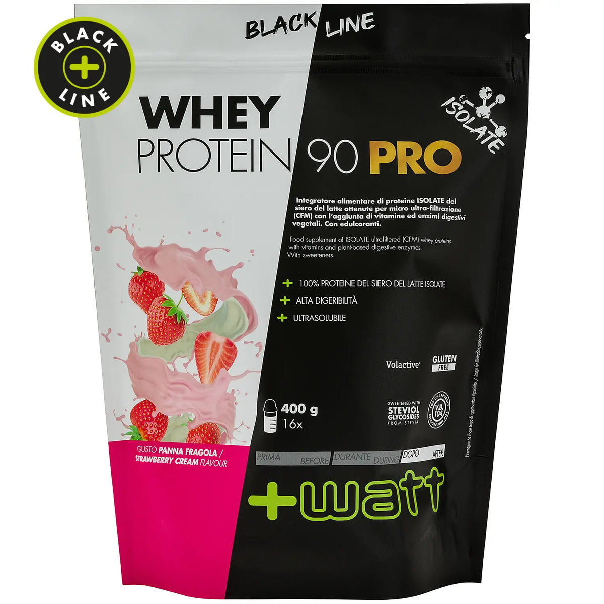 +Watt Whey Protein 90 Pro gusto Panna-Fragola