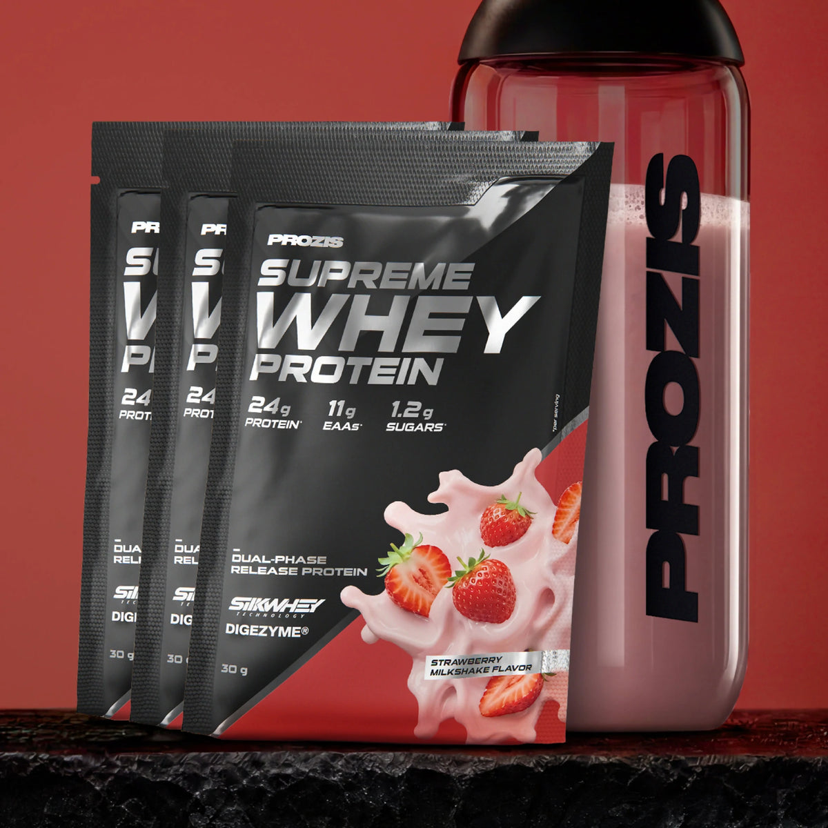 Supreme Whey Protein 3 x 30 g - Milkshake alla Fragola