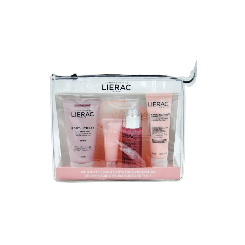 Lierac My Anti Aging Hydration Beauty kit Crema Mousse Struccante 30 ml + Hydragenist Acqua Energizzante Rimpolpante Ossigenante 30 ml + Hydragenist Gel Crema Ossigenante 10 ml + Body Hydra Latte Idro Rimpolpante 50 m