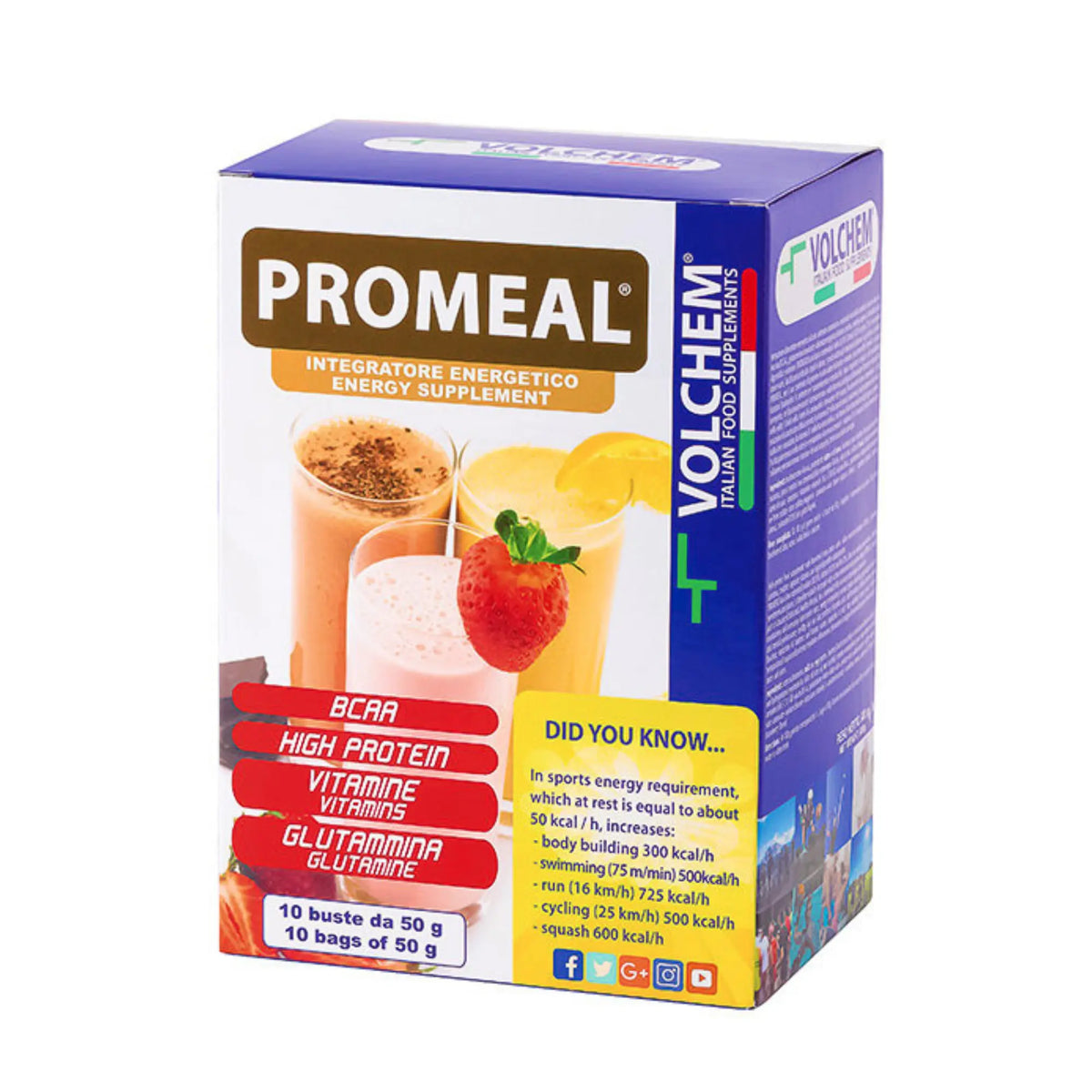 PROMEAL® sc. 10 bs. da 50g WORKOUT/SOSTITUTIVO PASTO - Gusti: Cioccolato