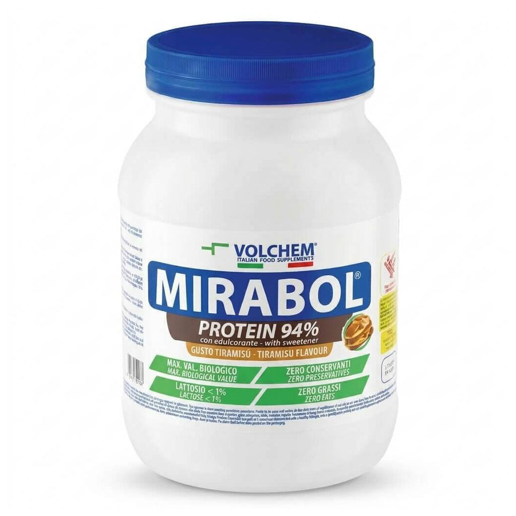 MIRABOL® PROTEIN 94% 750g BLEND DI PROTEINE LENTE - Gusti: Banana/Caffè/Cioccolato/Vaniglia/Fragola/Tiramisù