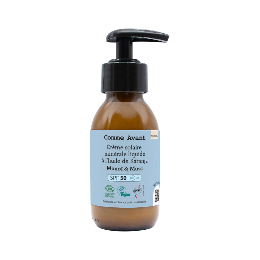 Crema Solare Minerale Liquida SPF50 con Olio di Karanja